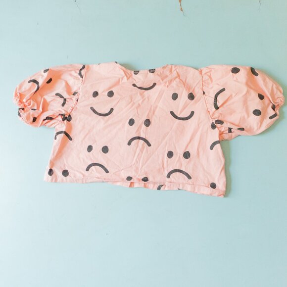 Lazy Oaf Happy Sad Pink Face Blouse - Size 18 - Picture 9 of 10